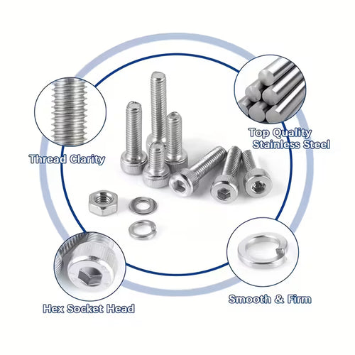 1018pcs Heavy-Duty Premium Stainless Steel Bolt Kit