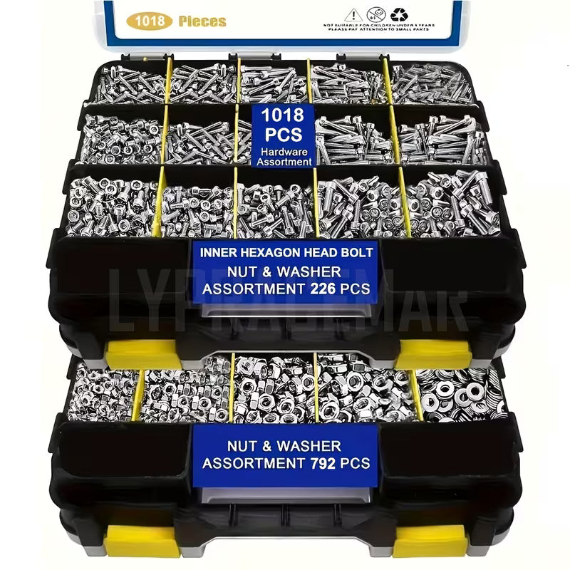1018pcs Heavy-Duty Premium Stainless Steel Bolt Kit