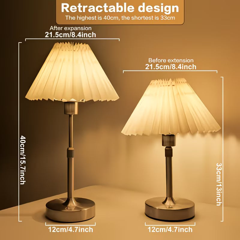 Wireless  Pleated Lampshade Table Lamp