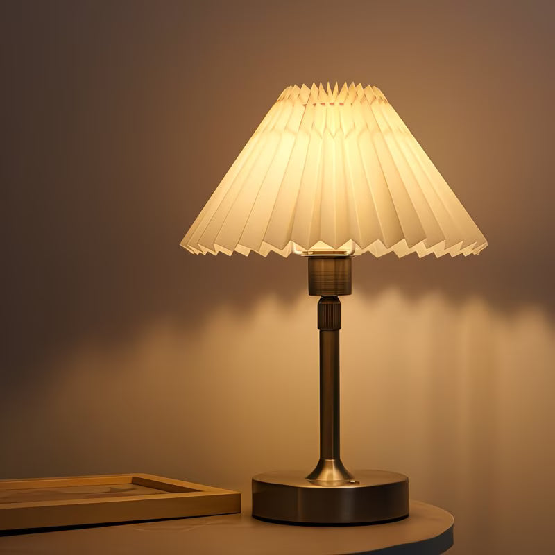 Wireless  Pleated Lampshade Table Lamp